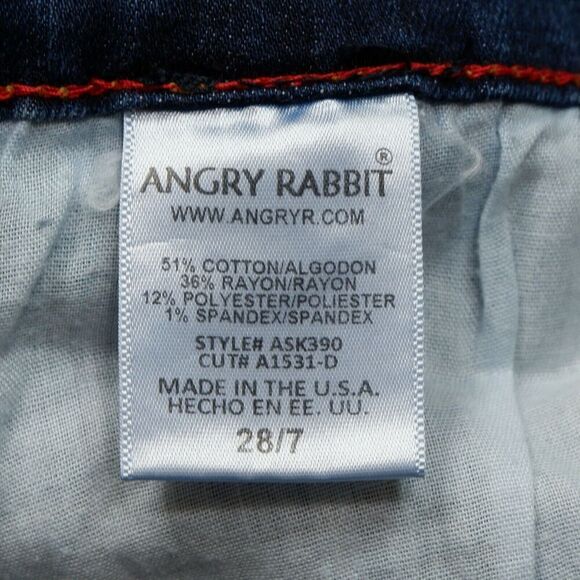 Angry Rabbit Skinny Jeans Size 28/7 Juniors Distressed Blue Measures 28 x 27.5 - Picture 8 of 11